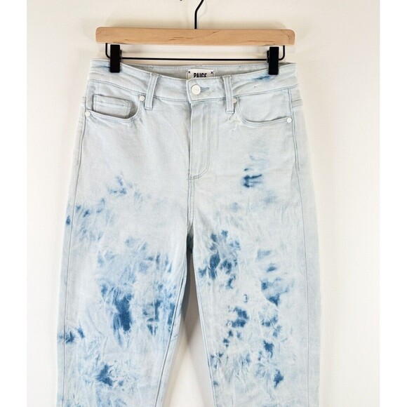 Paige Womens Jeans Blue Indigo Tie Dye Hoxton Slim Crop Straight Raw Hem Size 29 - Picture 6 of 10